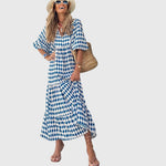 Women's Boho Maxi Dress in Blue