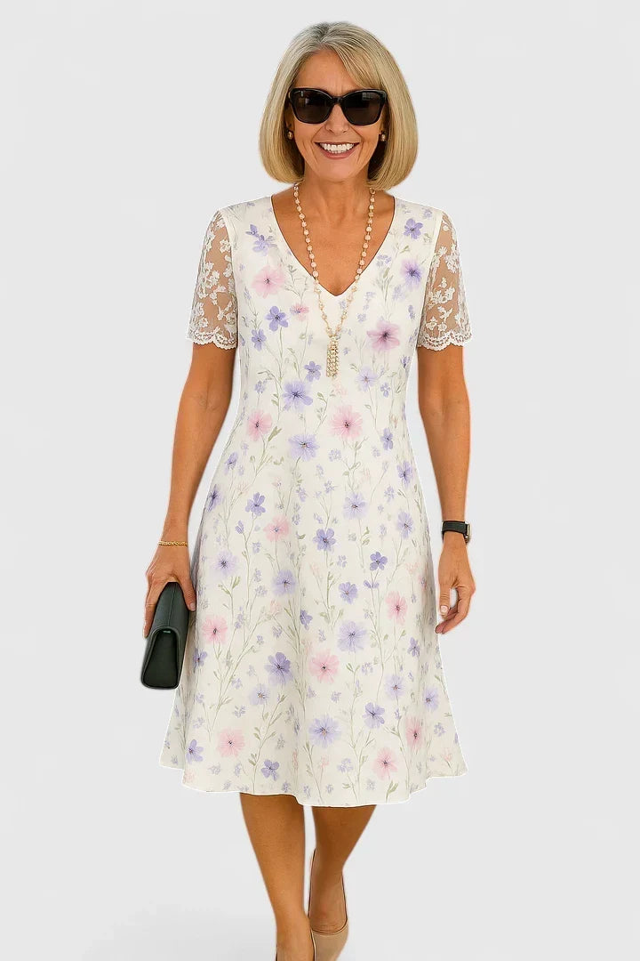 Brislyn Elegant Midi Dress in White 1