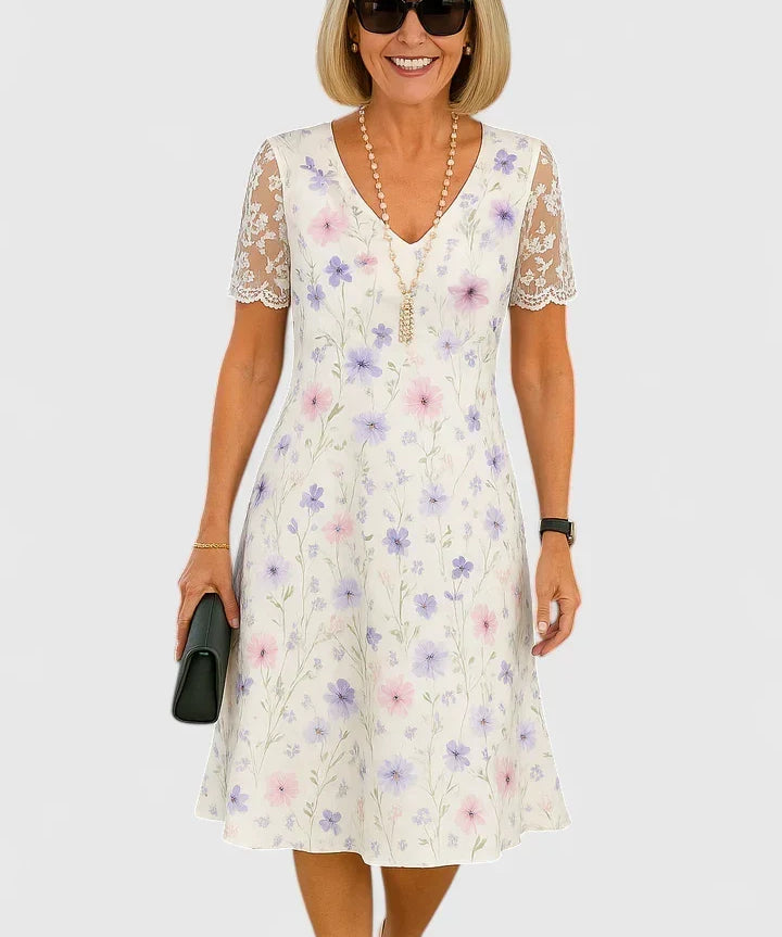 Brislyn Elegant Midi Dress in White 1