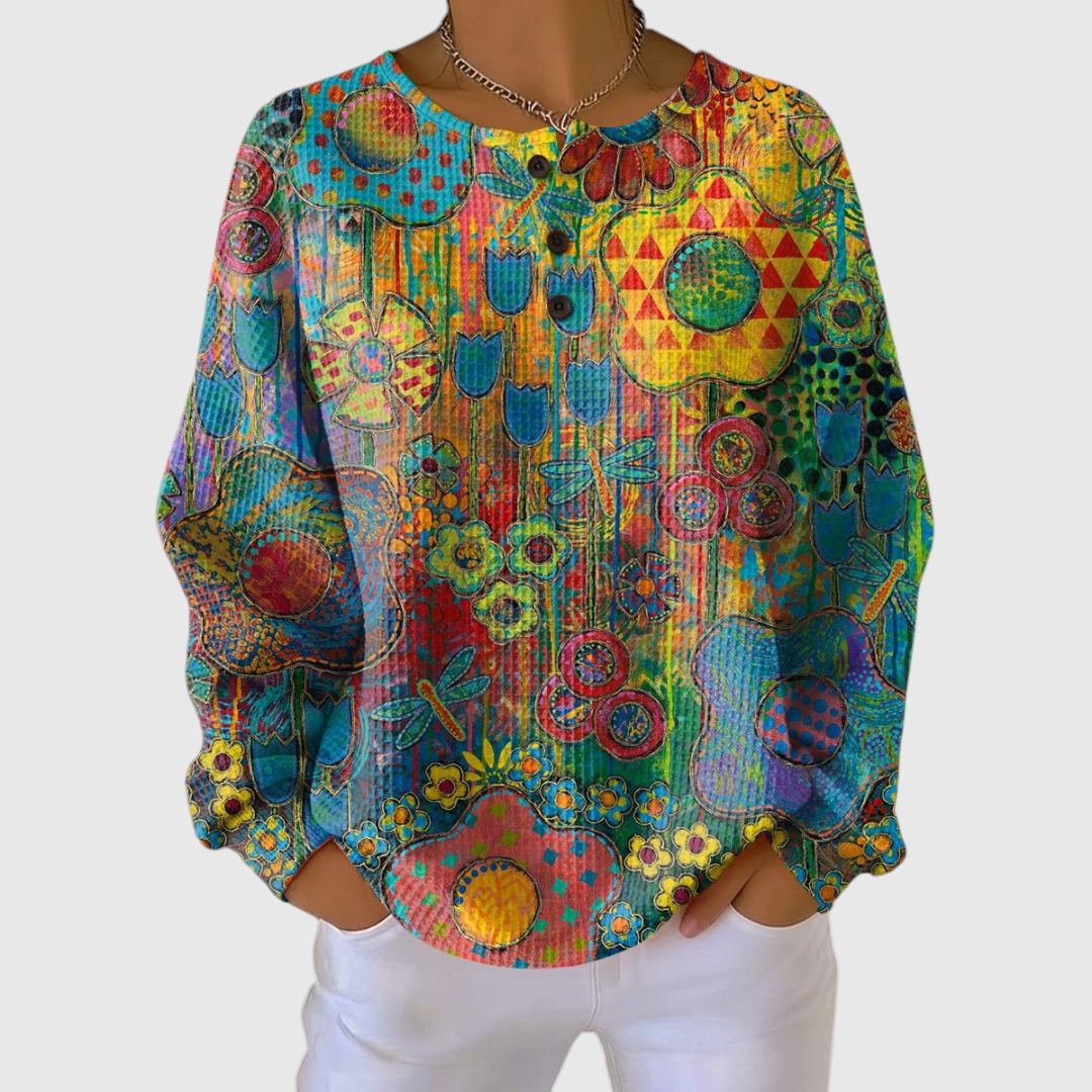 Alina Vibrant Floral Print Sweater in Multicolored