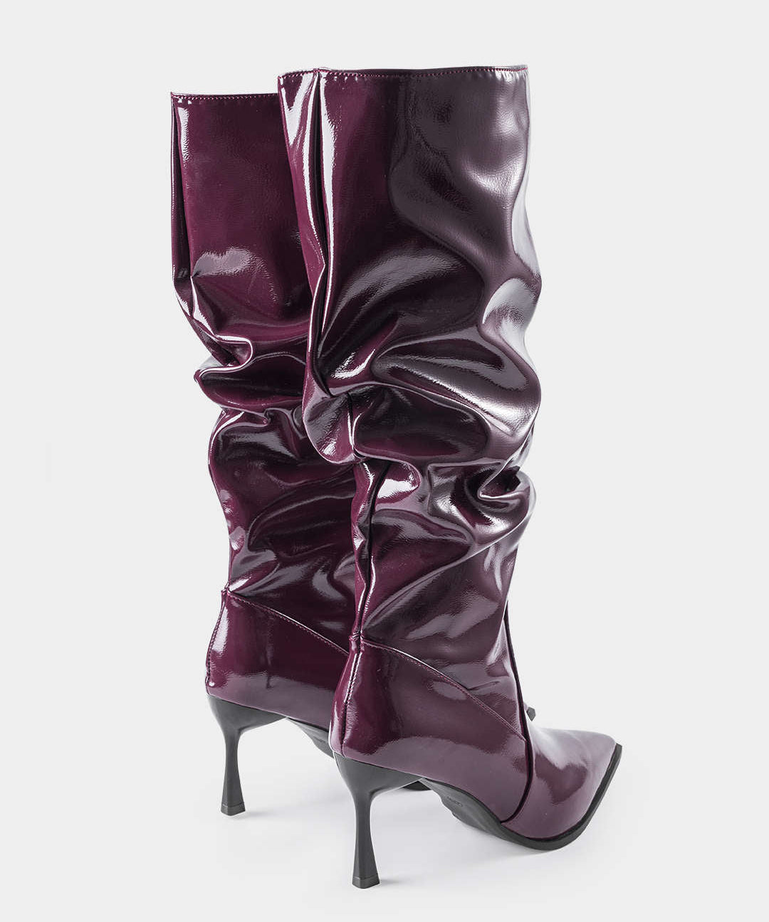 Pleated Faux Leather Pointed Toe Boots, photo 2