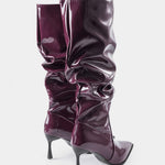 Pleated Faux Leather Pointed Toe Boots, photo 2