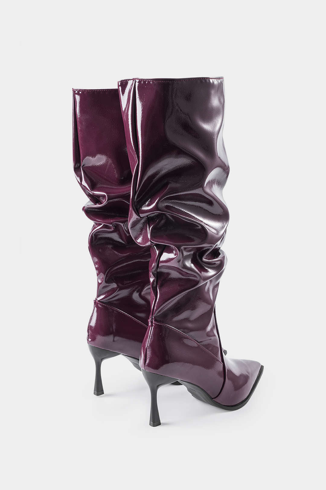 Pleated Faux Leather Pointed Toe Boots, photo 2