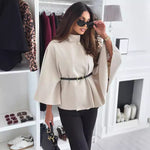 Women's Belted Cape Coat in Beige
