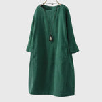 Women's Relaxed Corduroy Midi Dress in Green