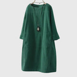 Women's Relaxed Corduroy Midi Dress in Green