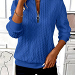 Women's Cable-Knit Zip Sweater in Blue
