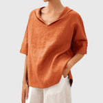 Women's Casual Loose-Fit Blouse in Orange
