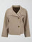 Women's Luxe Double-Breasted Short Coat in Beige