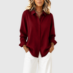 Women's Classic Hidden-Button Blouse in Burgundy