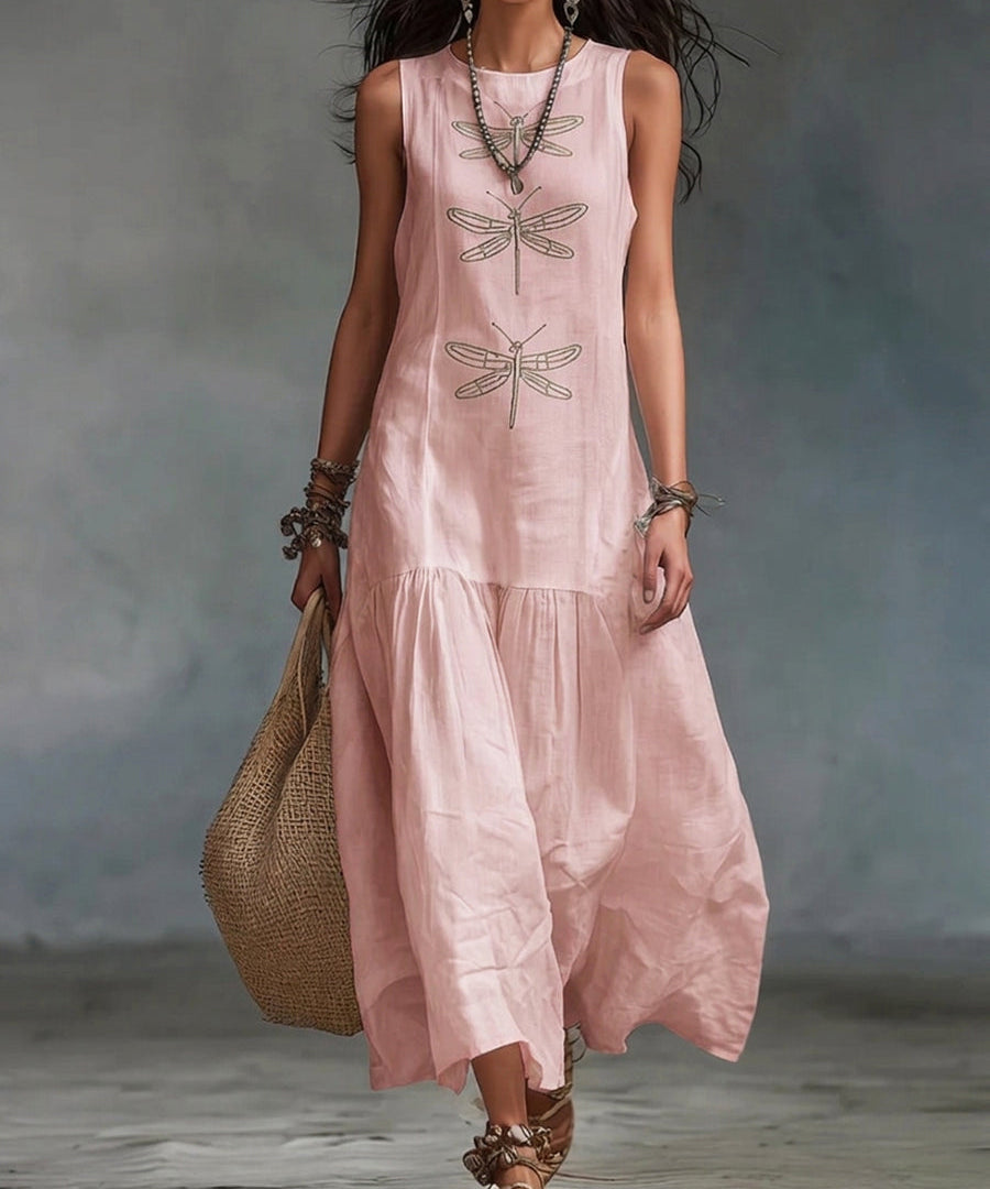 Women's Sleeveless Maxi Dress in Pink