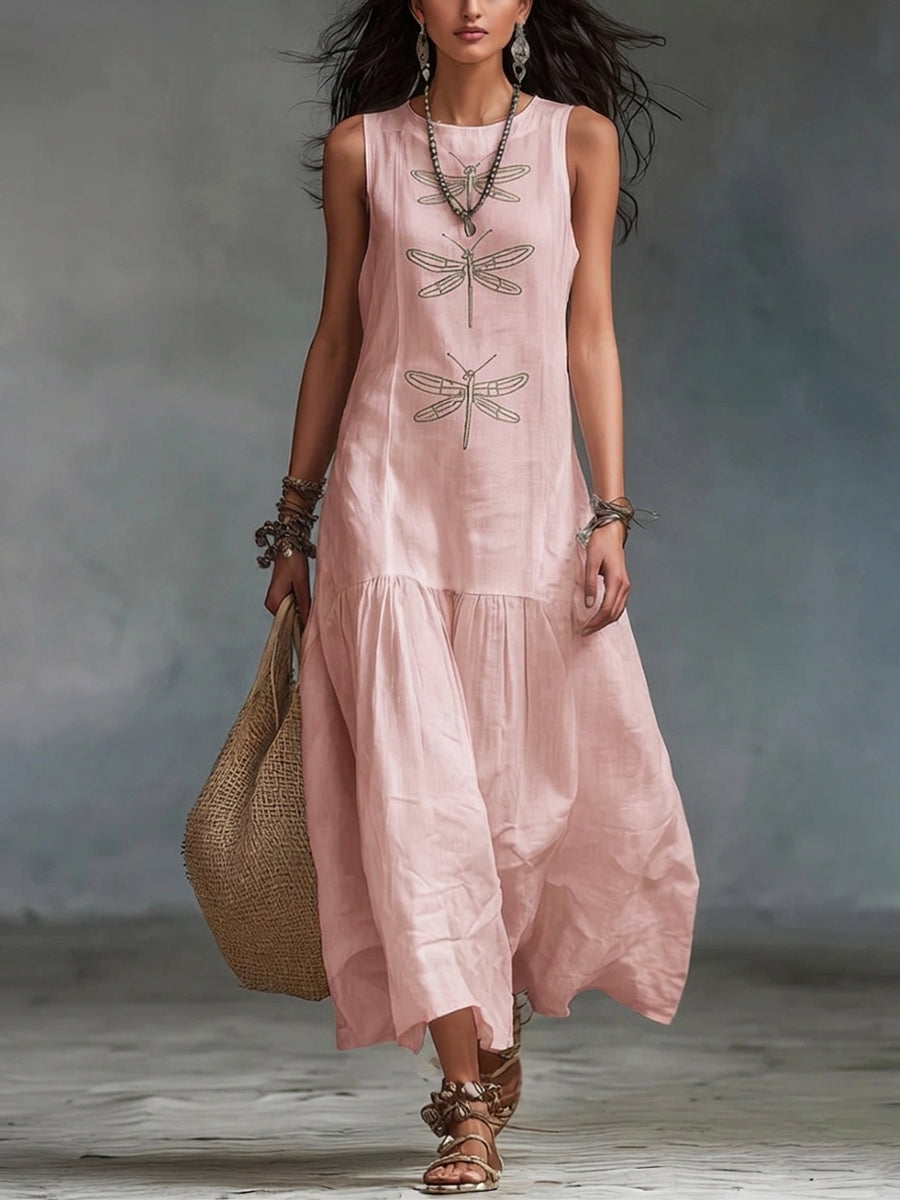 Women's Sleeveless Maxi Dress in Pink
