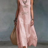 Women's Sleeveless Maxi Dress in Pink