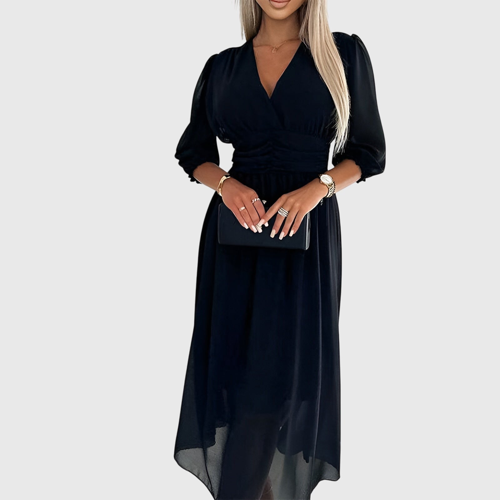 Women's Lightweight Silky Chiffon Dress in Black