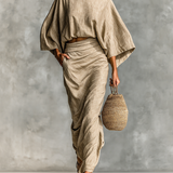 Women's Long Sleeve Skirt Set in Khaki