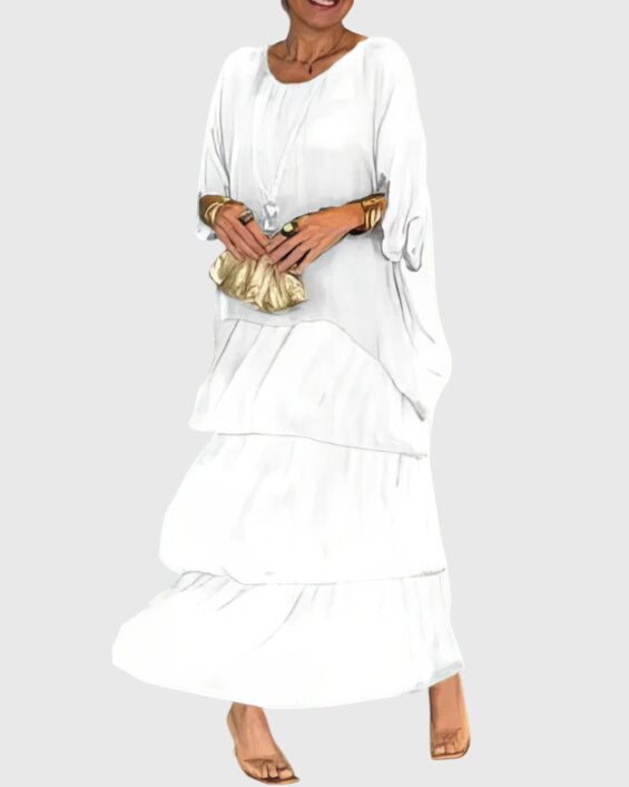 Women's Long and Flowing Elegant Dress in White