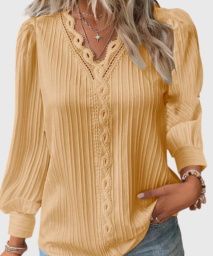 Women's Elegant Pullover Blouse in Yellow