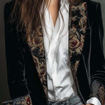 Léontine | Fitted Black Baroque Printed Blazer