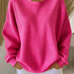 Women's Pink Textured Sweater in Fuchsia