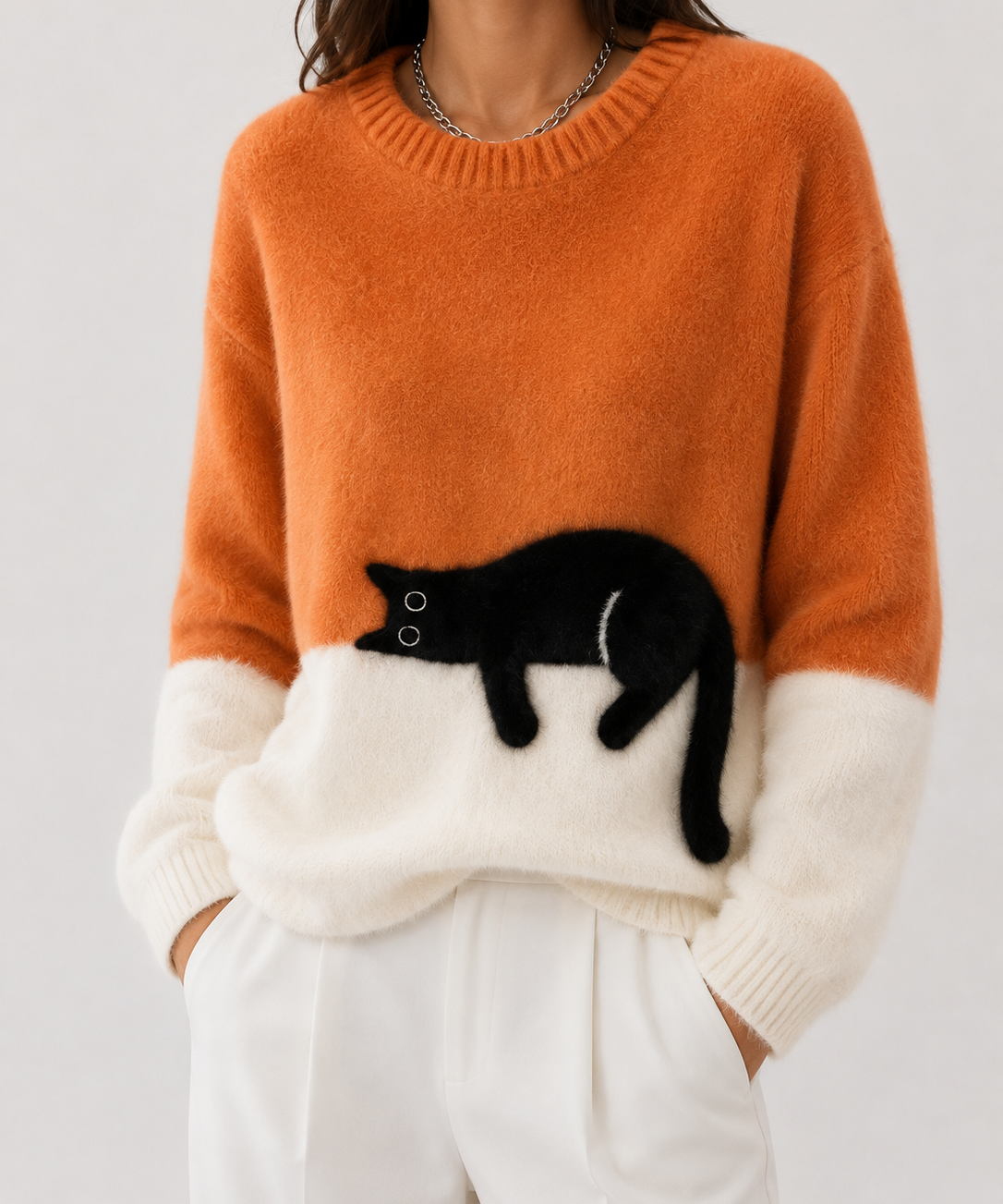 Women's Soft Cat Graphic Sweater