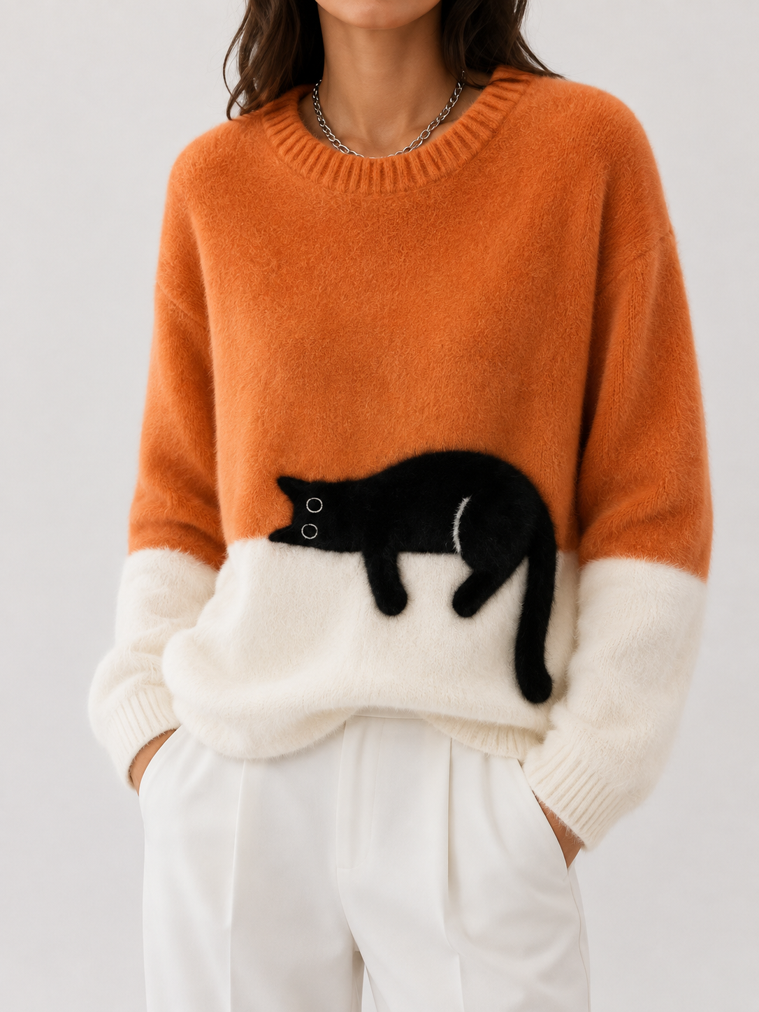 Women's Soft Cat Graphic Sweater