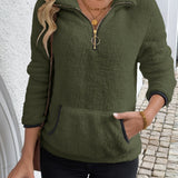 Women's Half-Zip Hoodie in Army Green