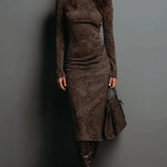 Women's Long Brown Midi Dress