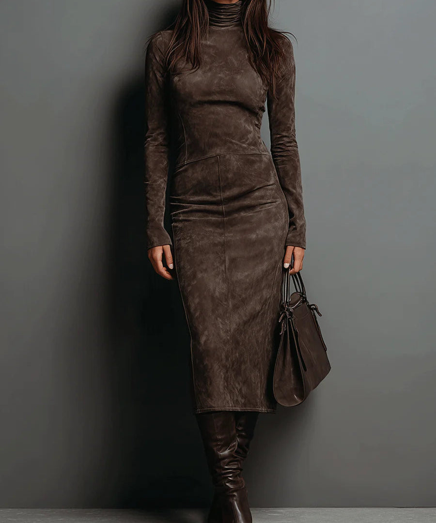 Women's Brown Long Midi Dress