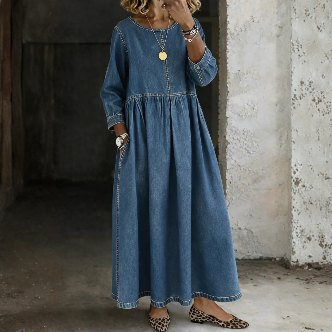 Women's Peter Pan Collar Denim Dress