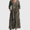 Women's Flowing Elegant Midi Dress in Gold - Black