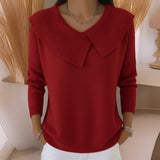 Women's Soft-Collar Knit Sweater in Red