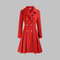 Elegant Double-Breasted Long-Sleeve Coat in Red