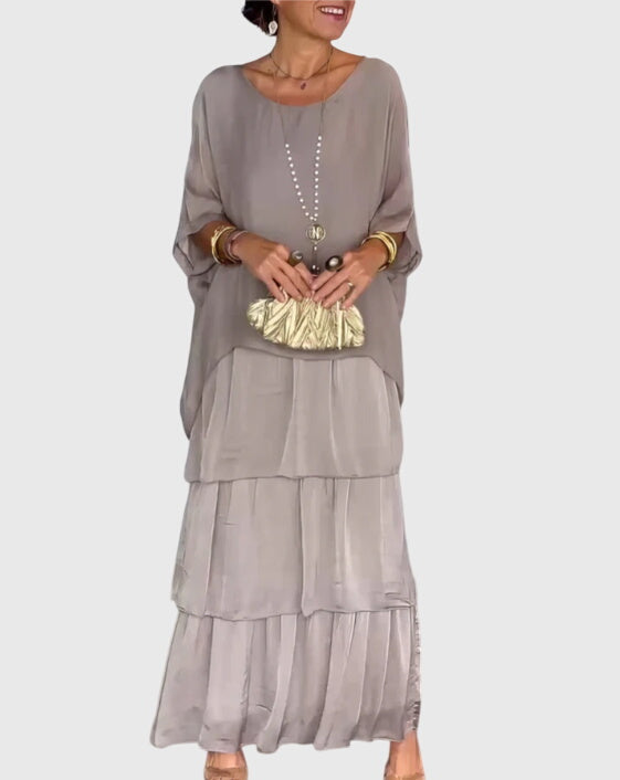 Women's Long and Flowing Elegant Dress in Gray