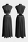 High-Neck Top & Side-Slit Skirt Set in Black