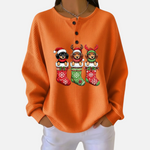 Retro Christmas Sweater Featuring Dog Design in Orange