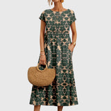 Women's Chic Floral Dress in Green