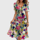 Women's Chic Midi Dress in Multi-Color
