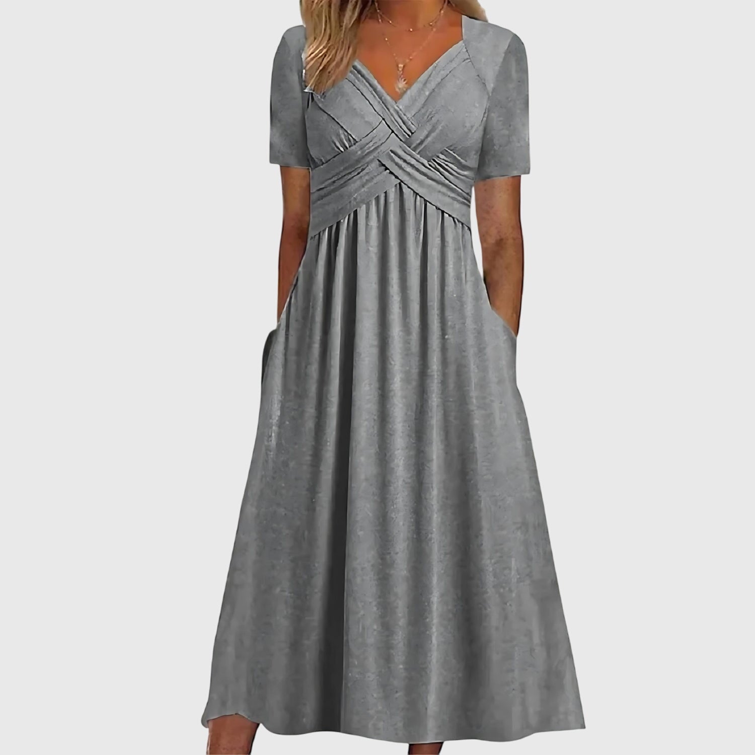 Women's Midi Dress with Tummy Control in Gray