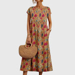 Women's Chic Floral Dress in Khaki