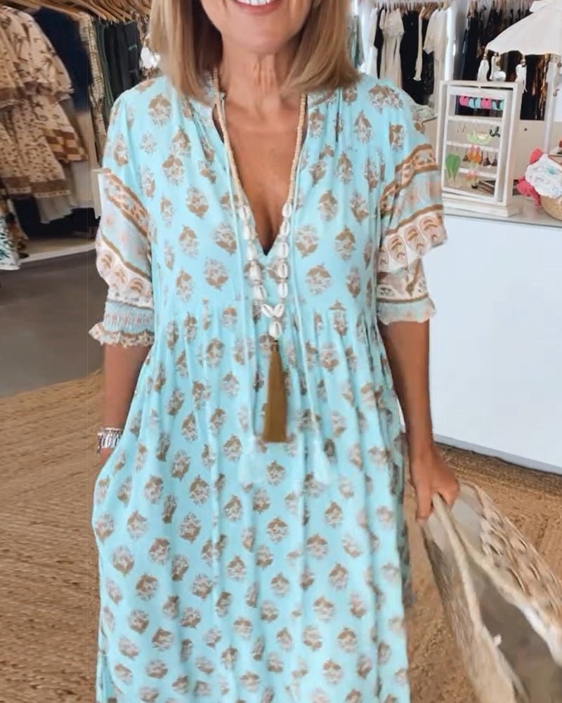 Women's Chic Floral V-Neck Maxi Dress, photo 3