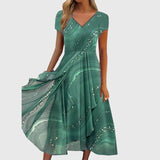 Women's Flowing Midi Dress in Green