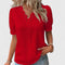 Women's Elegant V-Neck Blouse in Red