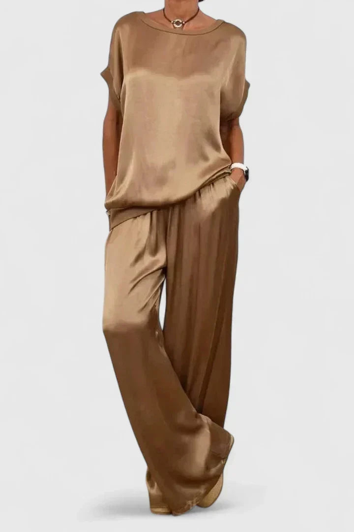 Jessykkah Comfortable Two-Piece Set in Camel