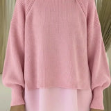 Women's Pink Layered Knit Sweater