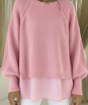 Women's Pink Layered Knit Sweater
