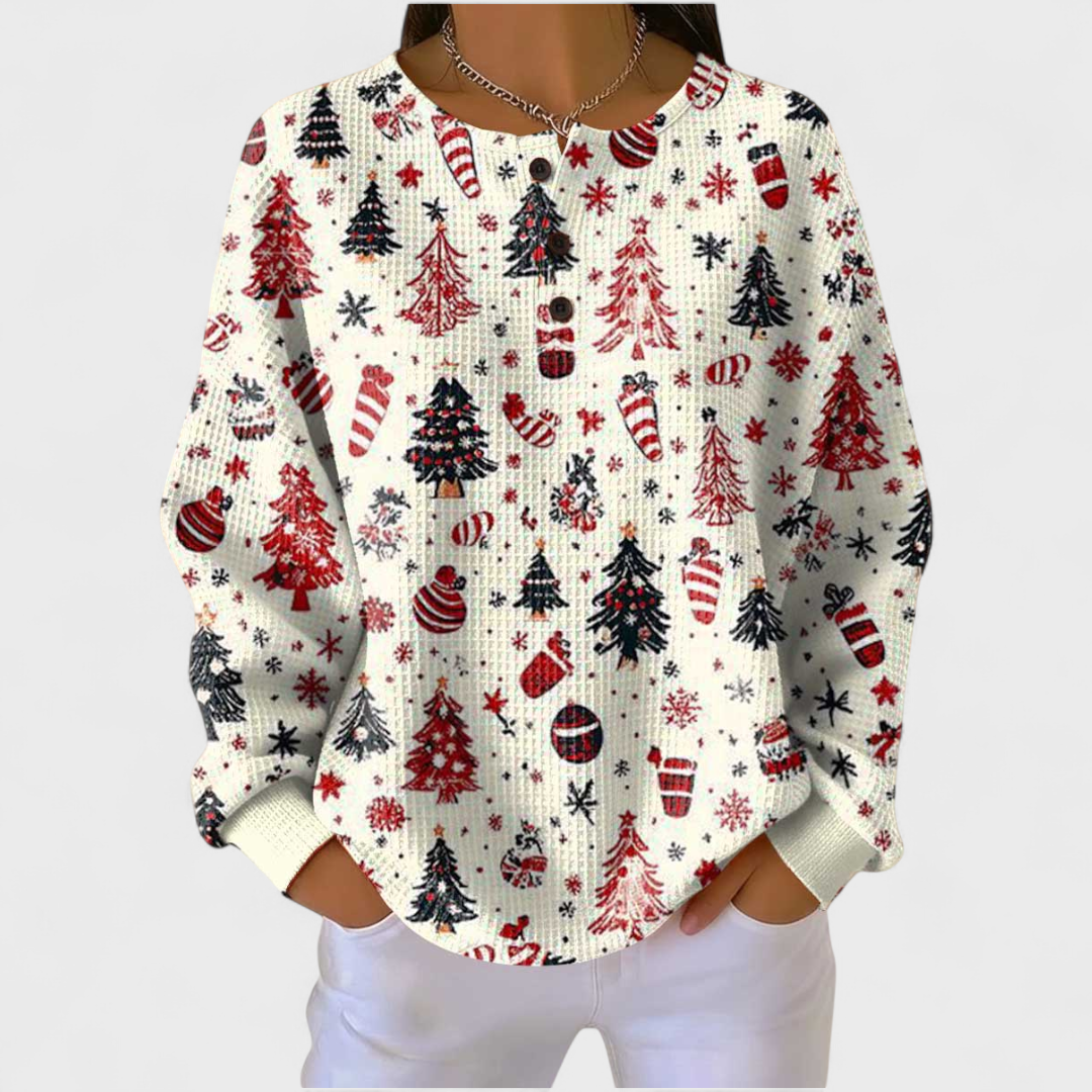 Women's Cream Christmas Tree Sweater