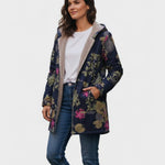 Women's Navy Floral Fleece Coat, photo 2