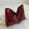 Women's Glossy Leather Handbag in Chestnut