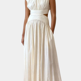 High-Neck Top & Side-Slit Skirt Set