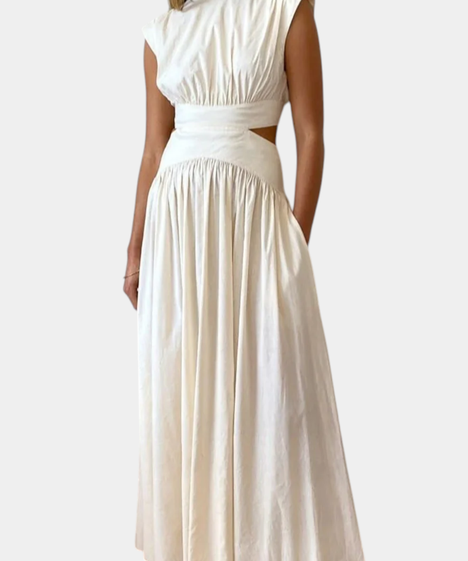 High-Neck Top & Side-Slit Skirt Set